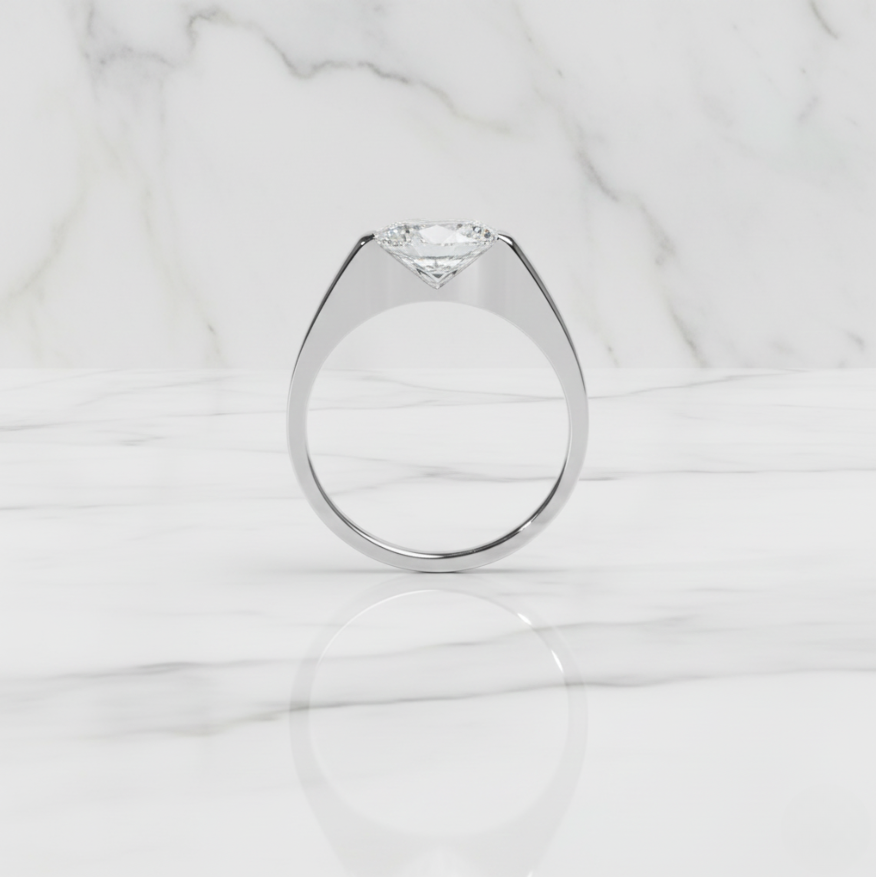 Modern Oval Cut East West Ring | Lab Grown Diamond | 14K Yellow Gold Sleek Style