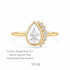 Nature Inspired Pear Rose Cut Diamond Ring