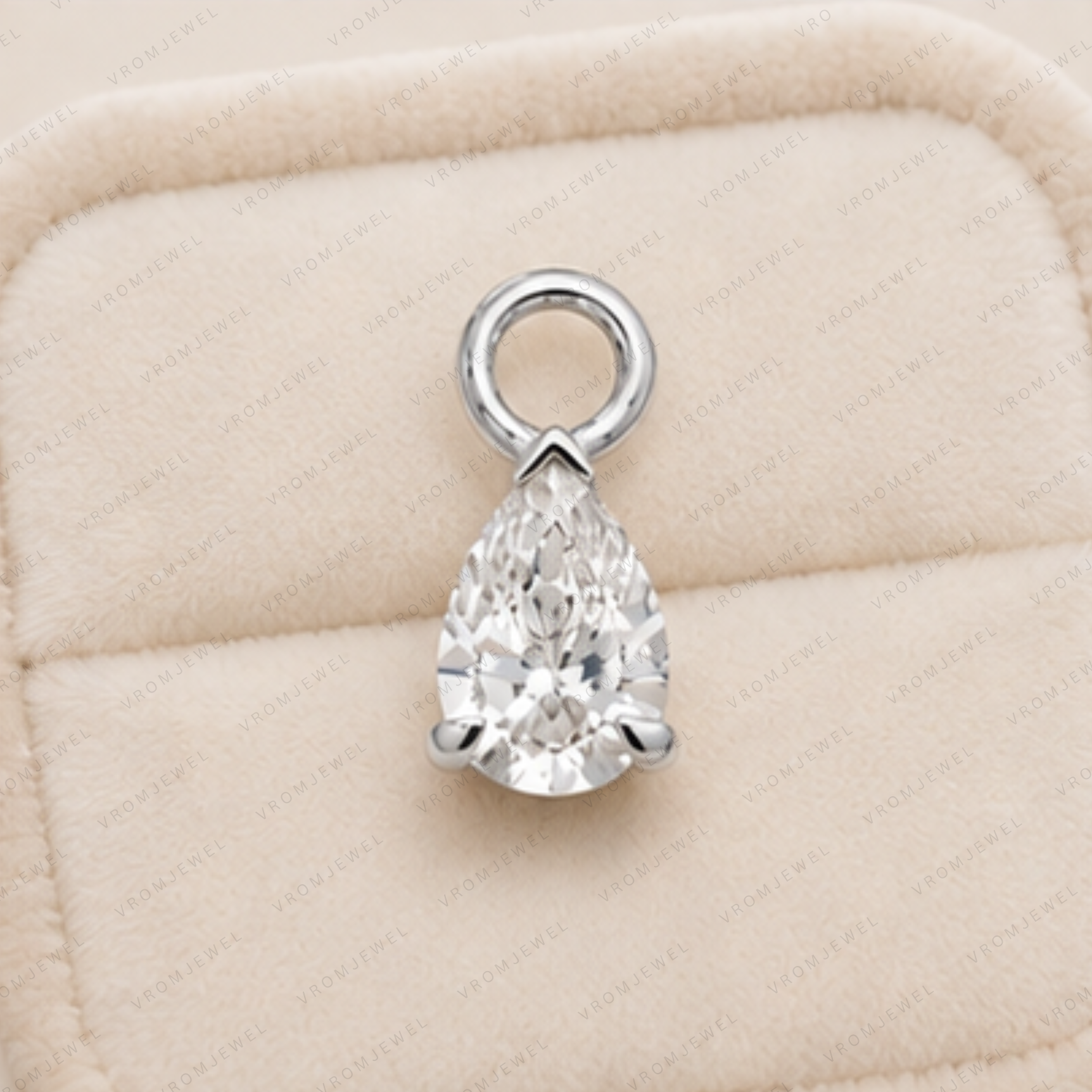 Dainty Lab Diamond Pear Charm Earrings: 14k Gold Bridal Jewelry