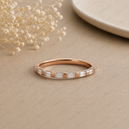 Baguette Lab Grown Diamond Wedding Band: Minimalist Half Eternity Stacking Ring