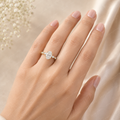 Oval Lab Grown Diamond Engagement Ring with Marquise & Round Halo in Solid 14K Gold