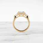 4 CTW Radiant & Triangle Lab Diamond Ring | Three Stone Solitaire | 14K Gold Engagement Ring