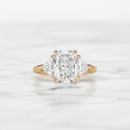 4 CTW Radiant & Triangle Lab Diamond Ring | Three Stone Solitaire | 14K Gold Engagement Ring