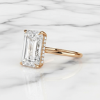 8CT Emerald Cut Modern Prong Set Ring | Lab Grown Diamond | 14K Yellow Gold