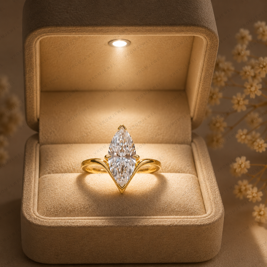 Marquise Diamond Engagement Ring, Marquise Lab Grown Diamond Ring, Solitaire Diamond Ring, Gold Marquise Ring, Minimalist Bridal Ring