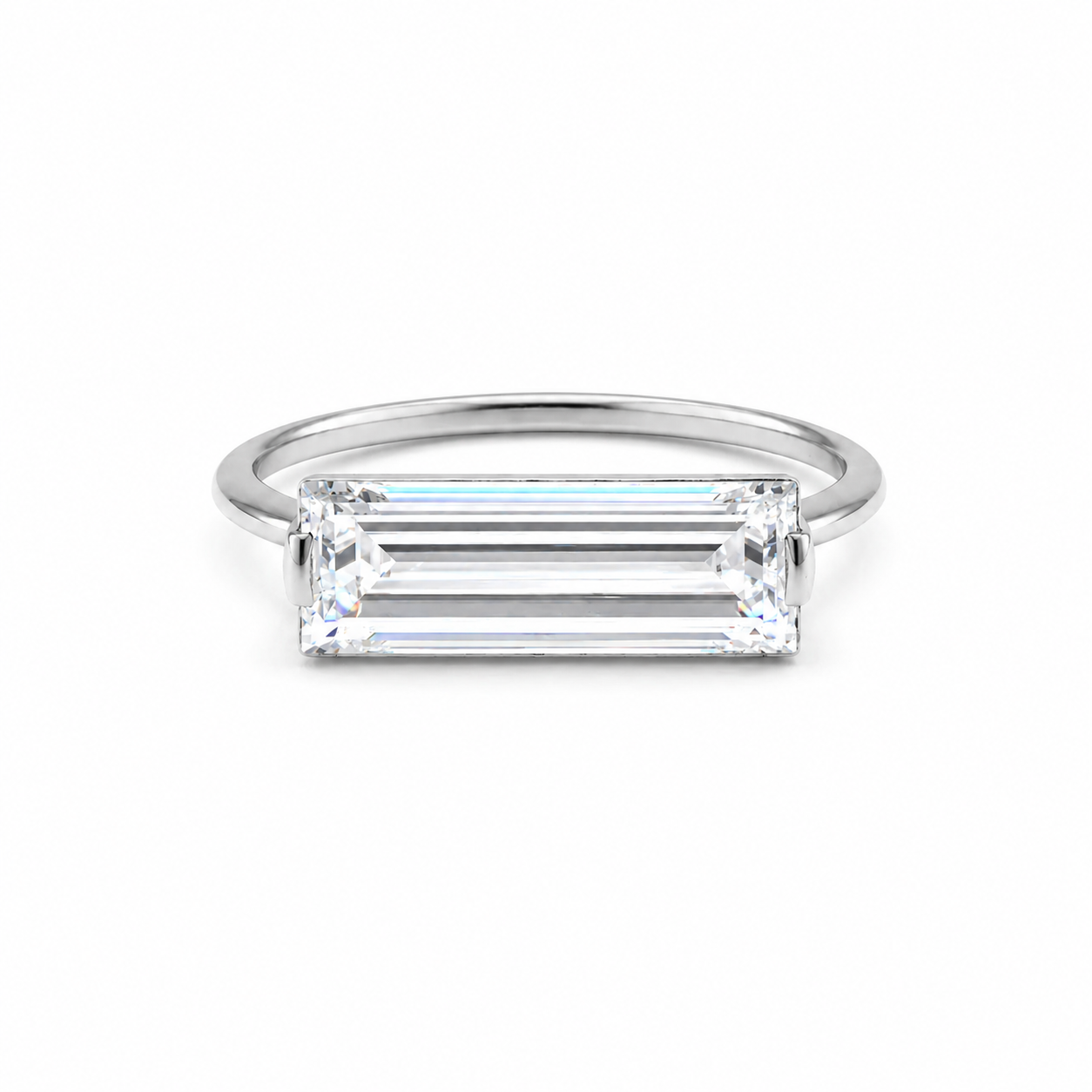 Elongated Baguette Lab Grown Diamond Ring | 2 CT | East West Setting | 14K Gold Minimalist Ring