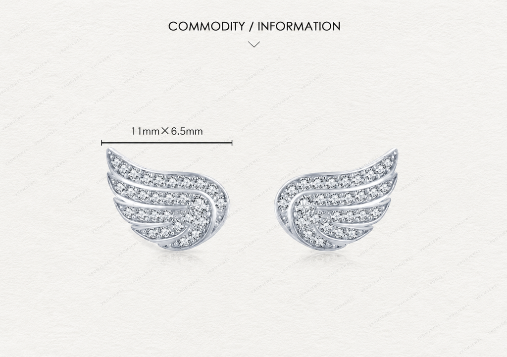 Angel Wings Stud Earrings, Lab Grown Diamond Wing Earrings, Guardian Angel Earrings, Solid Gold Stud Earrings, Minimalist Diamond Earrings