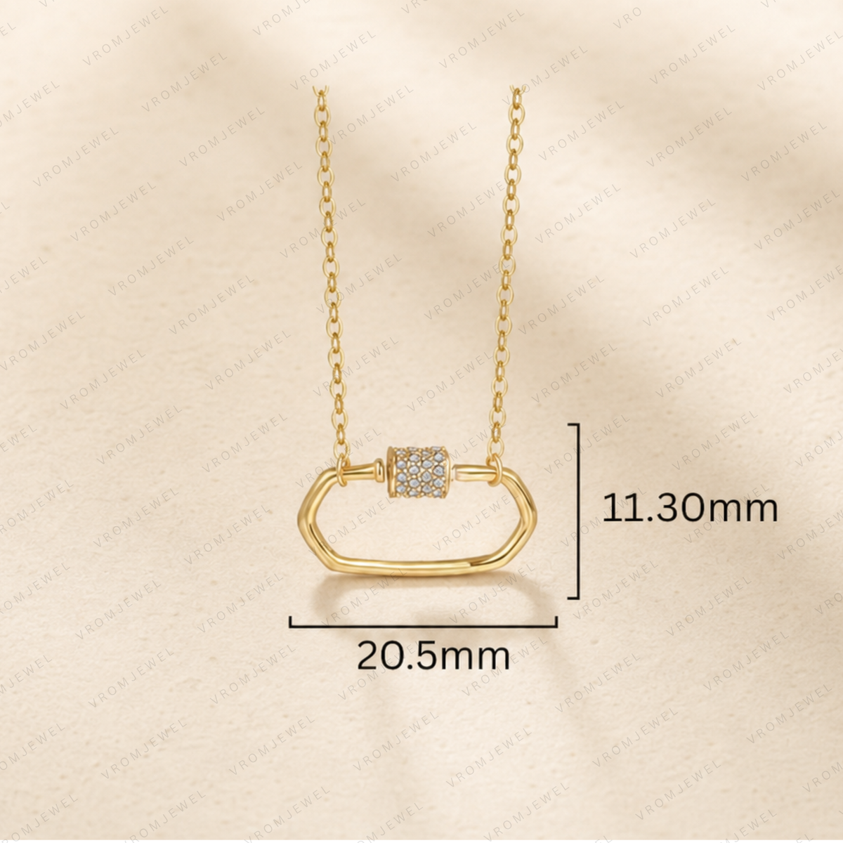 Double Layer Hollow Necklace, Geometric Link Diamond Necklace, Lab Grown Diamond Necklace, Solid Gold Minimalist Necklace, Modern Necklace,