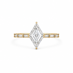 Lozenge Shape Side Baguette Pave Diamond Ring