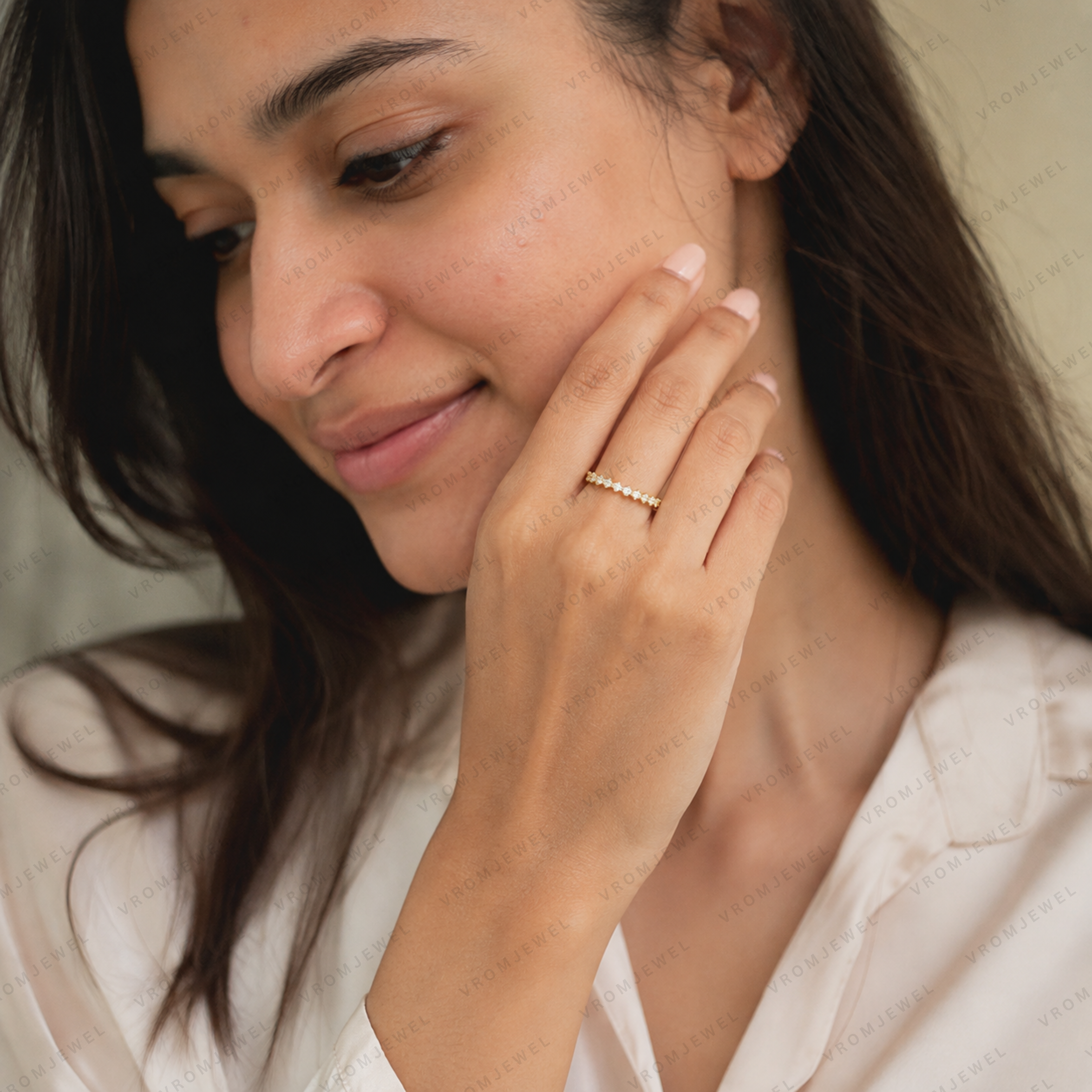 Diamond Eternity Band | Lab Grown | Solid 14K Yellow Gold Stacking Ring