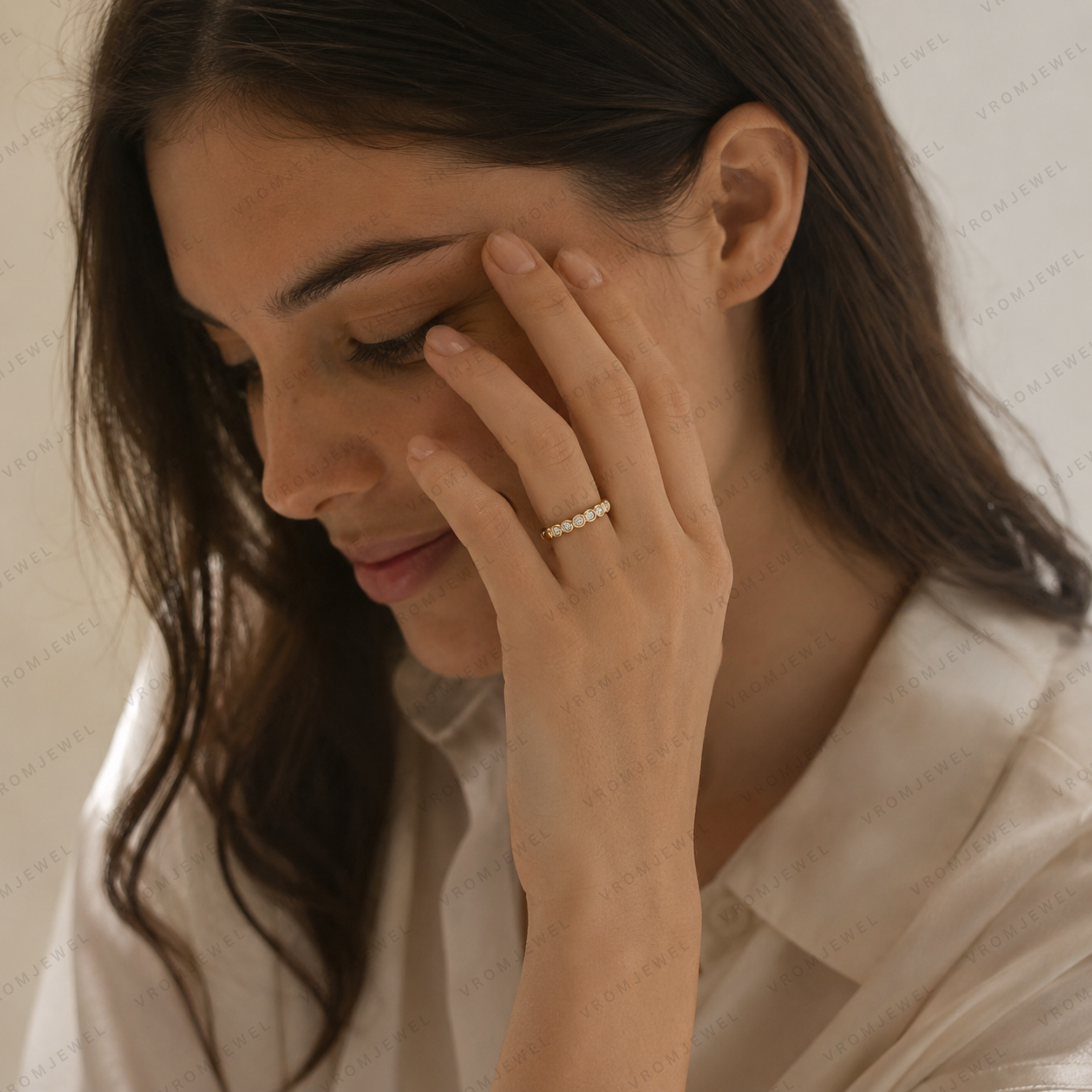 Bezel Set Diamond Eternity Band | Lab Grown | 14K Gold Anniversary Ring