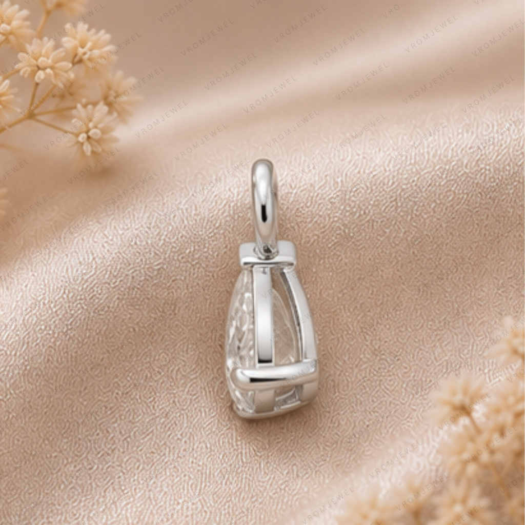 Dainty Lab Diamond Pear Charm Earrings: 14k Gold Bridal Jewelry