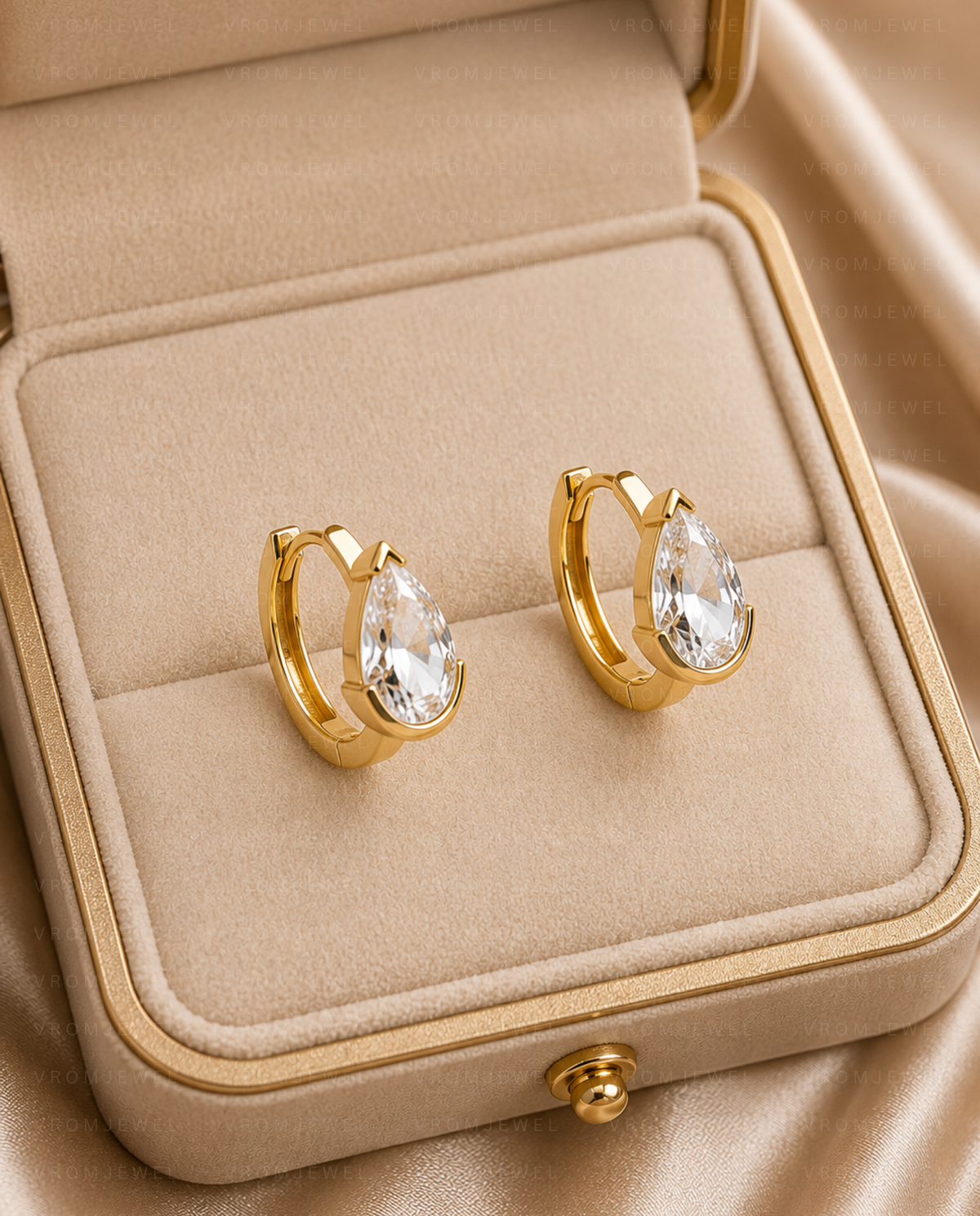 Pear Diamond Hoop Drop Earrings, Pear Lab Grown Diamond Earrings, Dangle Diamond Hoop Earrings, Gold Drop Earrings, Bridal Diamond Earrings