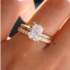 Radiant Cut Lab Grown Diamond Solitaire Engagement Ring in Solid 14K Gold
