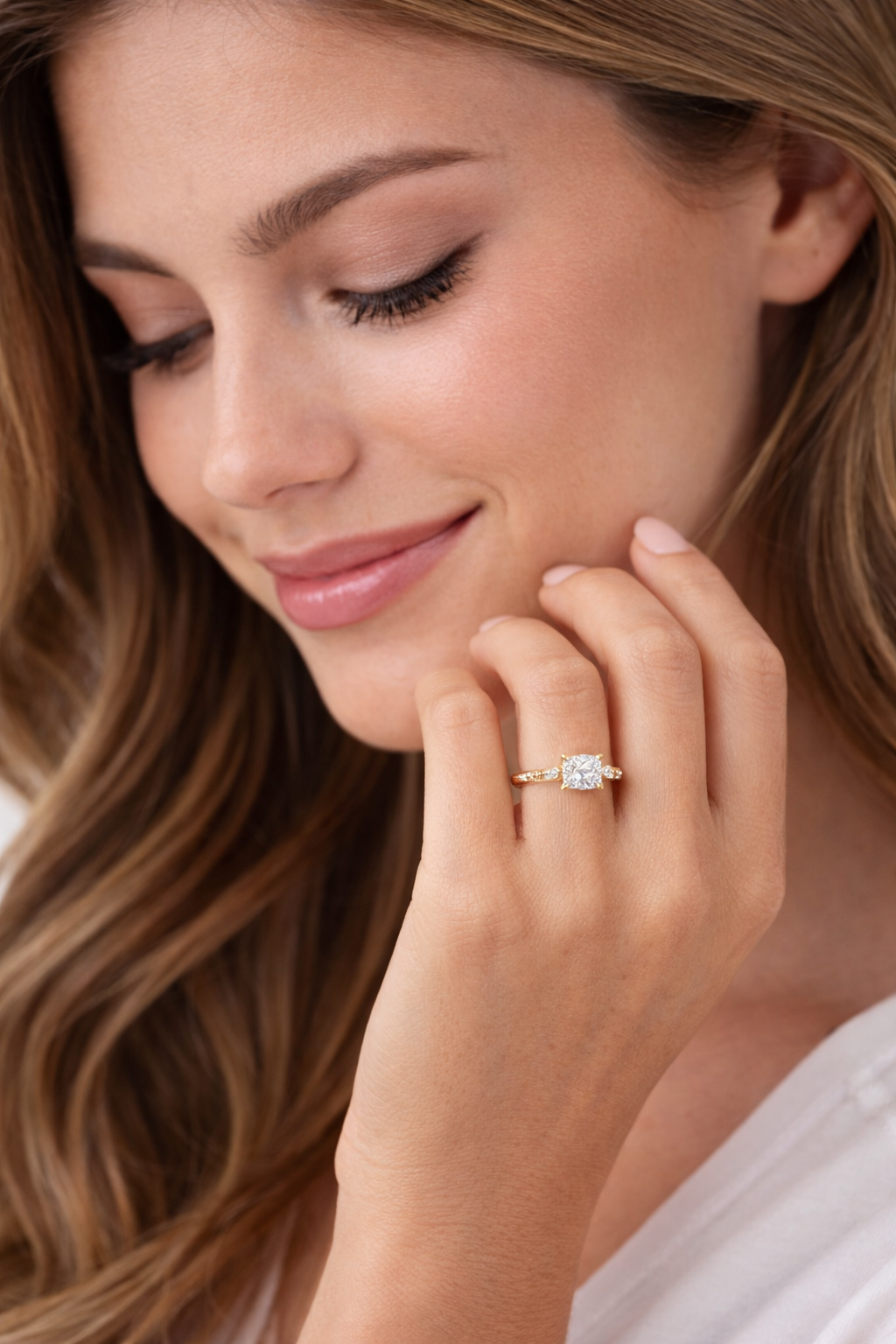 Princess Diamond Engagement Ring 2.05 Carat, Hidden Halo Diamond Ring, Princess Cut Diamond Ring with Side Stones, Engagement Ring, Lab Ring