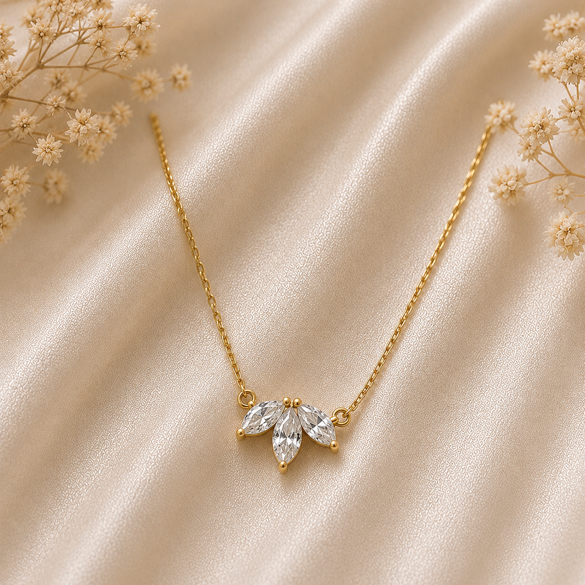 Marquise Lab Grown Diamond Necklace, Three Stone Diamond Pendant, Marquise Diamond Pendant, Solid Gold Necklace, Minimalist Diamond Necklace