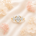 Oval Diamond Three Stone Ring, Oval Lab Grown Diamond Ring, Oval Engagement Ring, Gold Diamond Ring, Statement Bridal Ring