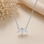 Marquise Lab Grown Diamond Necklace, Three Stone Diamond Pendant, Marquise Diamond Pendant, Solid Gold Necklace, Minimalist Diamond Necklace
