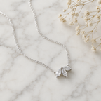 Marquise Lab Grown Diamond Necklace, Three Stone Diamond Pendant, Marquise Diamond Pendant, Solid Gold Necklace, Minimalist Diamond Necklace