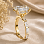 Vintage Art Deco Emerald Cut Lab Grown Diamond Ring – Solid 14K Gold