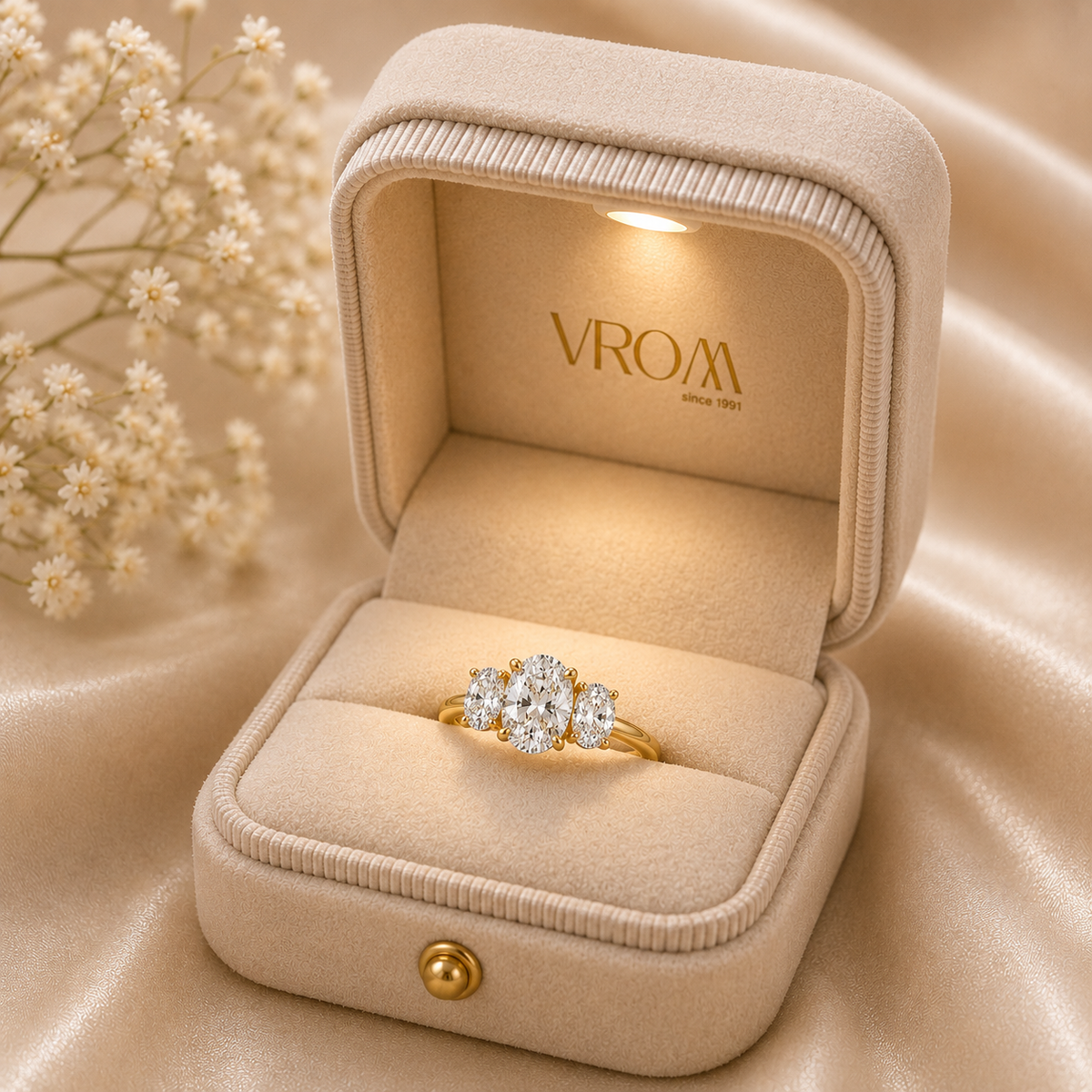 Oval Diamond Three Stone Ring, Oval Lab Grown Diamond Ring, Oval Engagement Ring, Gold Diamond Ring, Statement Bridal Ring