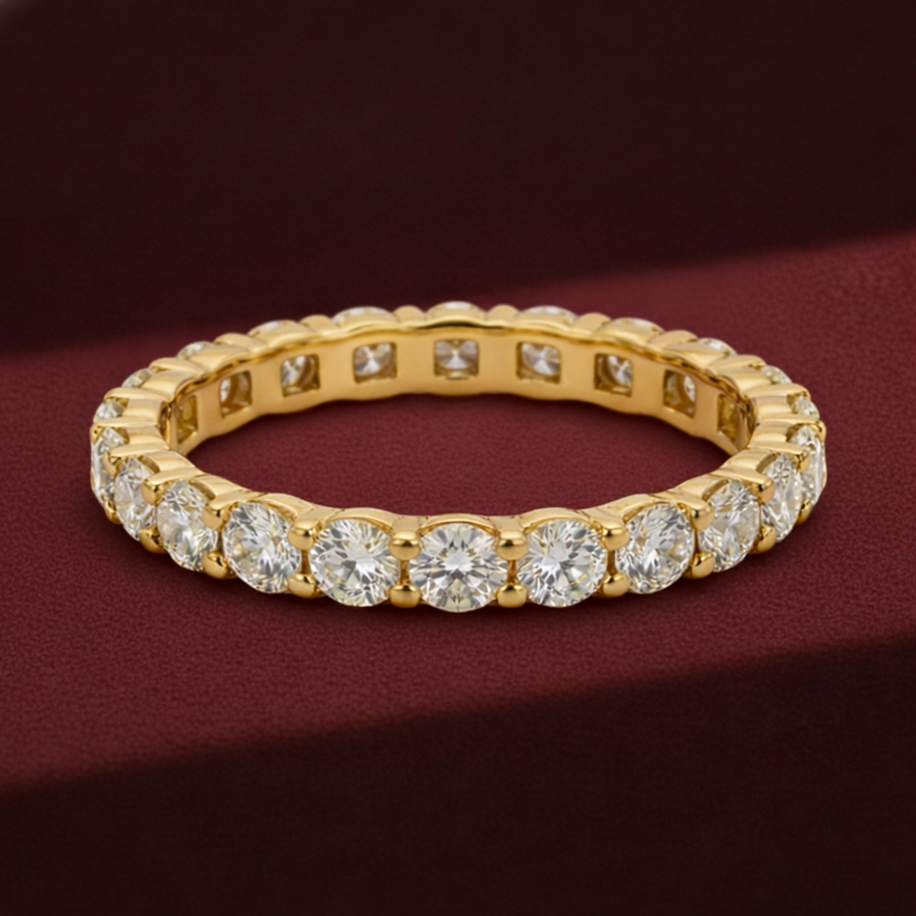 Round Diamond Stackable Band 1.50 Carat, Round Diamond Wedding Band, Pave Diamond Band, Stackable Gold Diamond Ring, Luxury Diamond Band