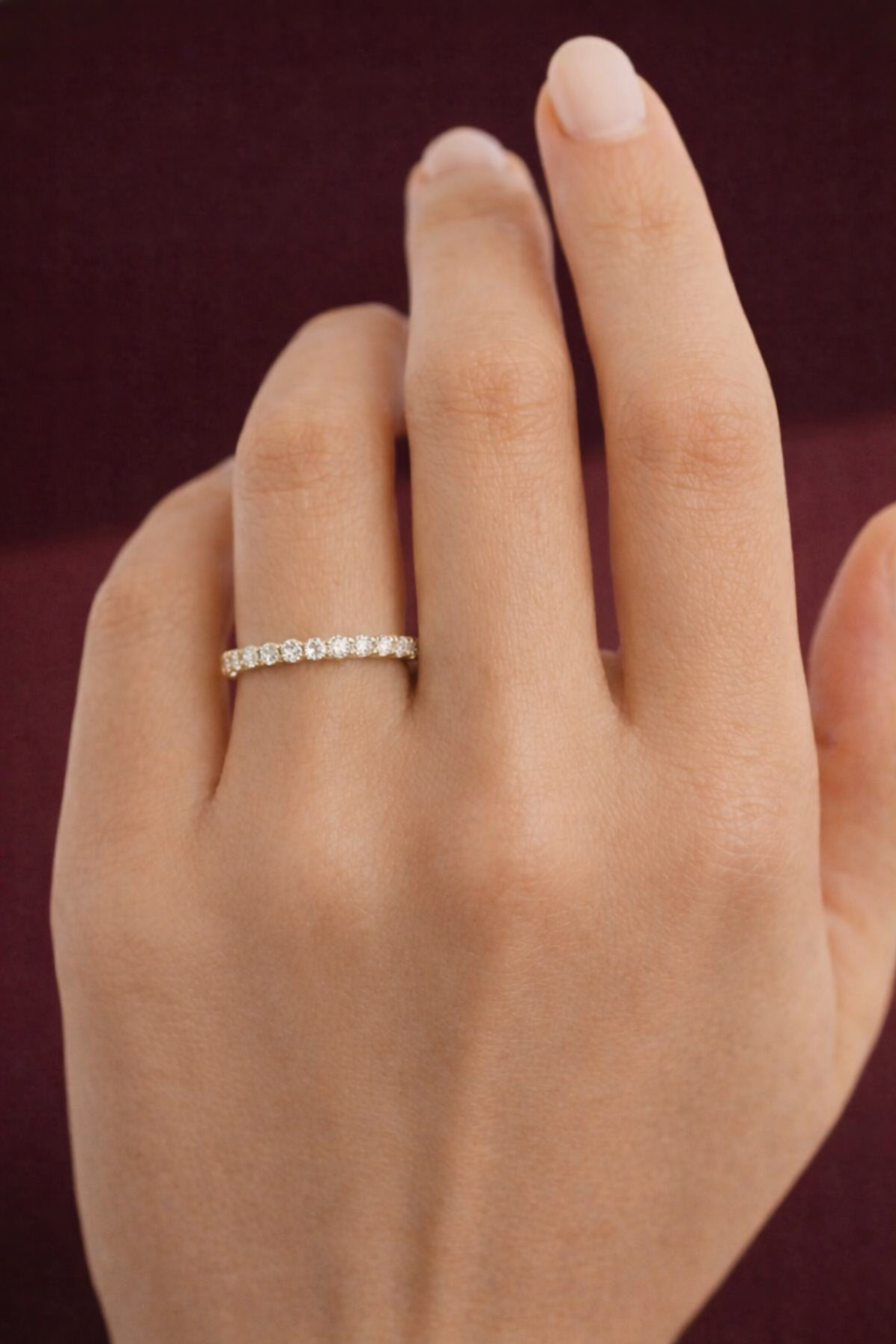 Round Diamond Stackable Band 1.50 Carat, Round Diamond Wedding Band, Pave Diamond Band, Stackable Gold Diamond Ring, Luxury Diamond Band