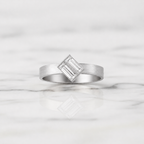 Baguillion Cut Diamond Ring Modern Matte Semi Bezel | Lab Grown Diamond | 14K Yellow Gold