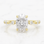 Oval Engagement Ring | Lab Grown Diamond | Hidden Halo | 14K Yellow Gold