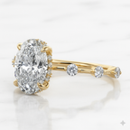 Oval Engagement Ring | Lab Grown Diamond | Hidden Halo | 14K Yellow Gold