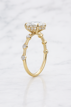 Oval Engagement Ring | Lab Grown Diamond | Hidden Halo | 14K Yellow Gold