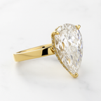 Pear Engagement Ring | Lab Grown Diamond | Hidden Halo | 14K Yellow Gold