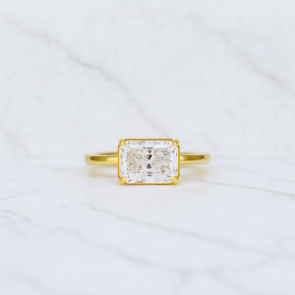 Radiant Engagement Ring | Lab Grown Diamond | Bezel Solitaire | 14K Gold