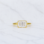 Radiant Engagement Ring | Lab Grown Diamond | Bezel Solitaire | 14K Gold