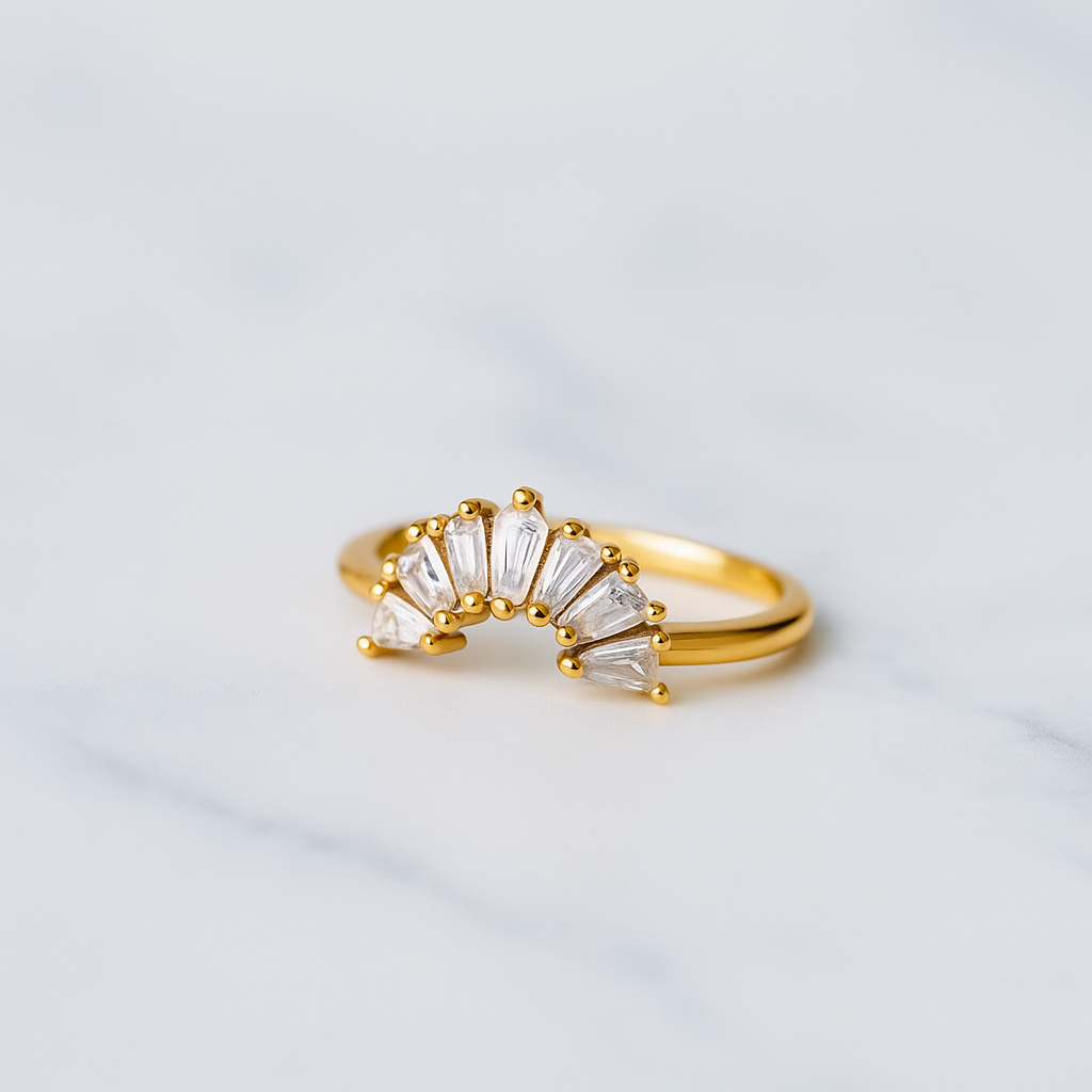 Curved Wedding Band | Lab Grown Diamond | Marquise, Pear & Baguette Stones