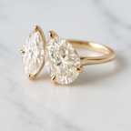 Pear and Marquise Toi et Moi Engagement Ring | Lab Grown Diamond | 14K Yellow Gold Modern Two Stone Design