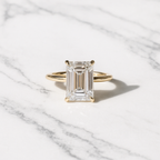 Classic Solitaire Emerald Engagement Ring | Lab Grown Diamond | 14K Yellow Gold Fine Bridal Jewelry