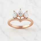 Crown Style Pear Cut Ring | Lab Grown Diamond | 14K Yellow Gold Classic Style
