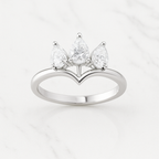 Crown Style Pear Cut Ring | Lab Grown Diamond | 14K Yellow Gold Classic Style