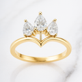 Crown Style Pear Cut Ring | Lab Grown Diamond | 14K Yellow Gold Classic Style