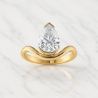 Elegant Twisted Pear Cut Ring | Lab Grown Diamond | 14K Yellow Gold Classic Style