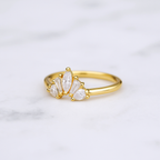 Curved Wedding Band | Lab Grown Diamond | Mixed Cut | 14K Gold Stacking Ring