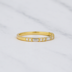 Lab Grown Diamond Wedding Band: 14K Gold Round & Baguette Anniversary Ring