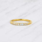 Lab Grown Diamond Wedding Band: 14K Gold Round & Baguette Anniversary Ring