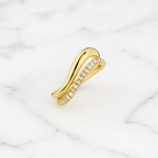 Double Wave Diamond Wedding Band | Lab Grown | 14K Gold | Stacking Ring