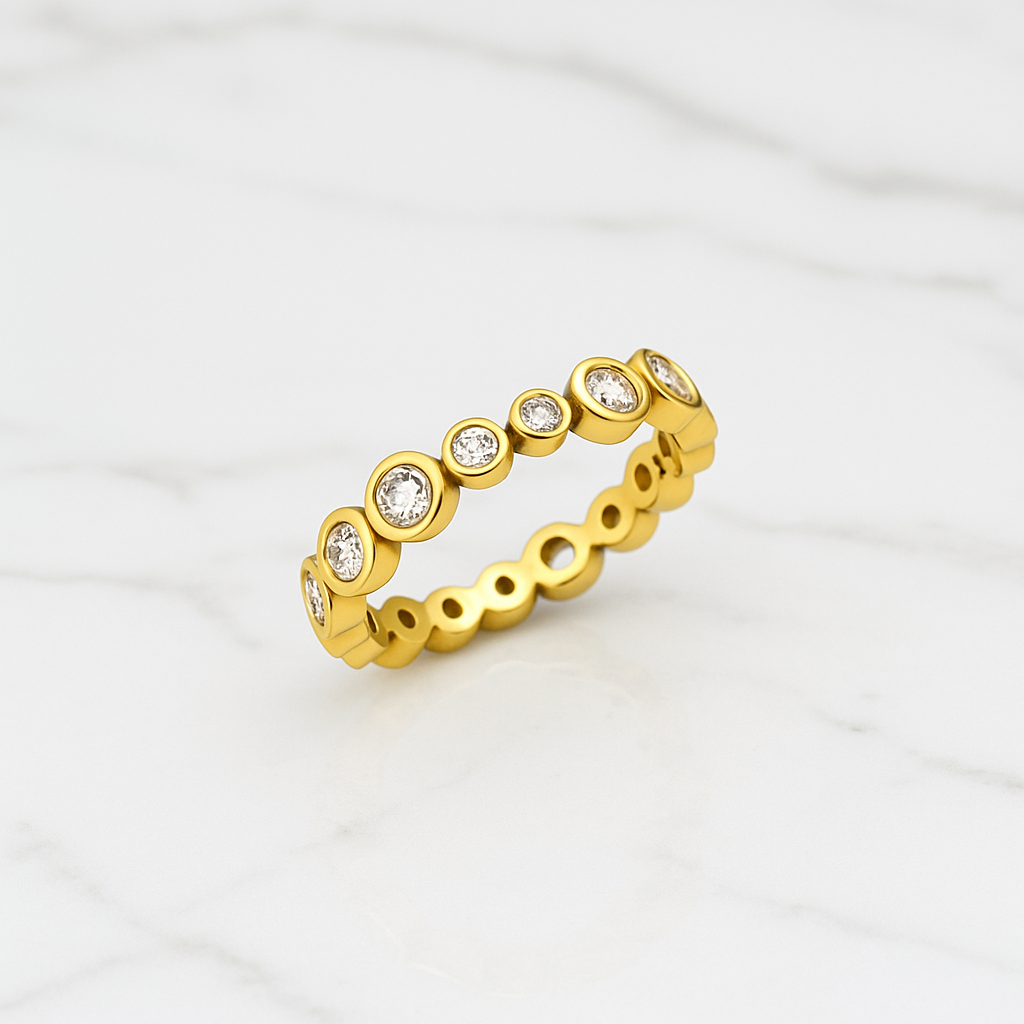 Diamond Eternity Ring | Lab Grown | Bezel Set | 14K Gold Stacking Band