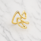 Star Wave Diamond Ring | Lab Grown | 14K Yellow Gold | Whimsical Stacking Band