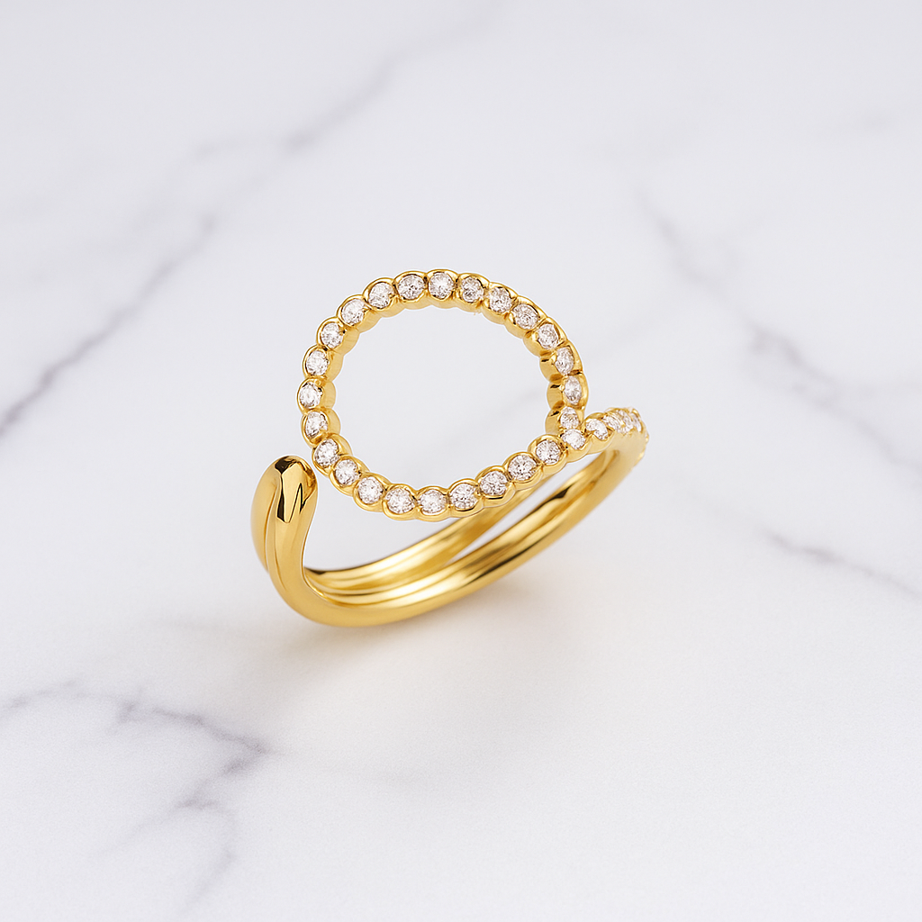 Ocean Wave Diamond Ring | Lab Grown | 14K Gold | Nature Inspired Stacking Band