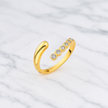 Two Ends Diamond Open Wedding Ring | Pavé Lab Grown Diamond | 14K Yellow Gold