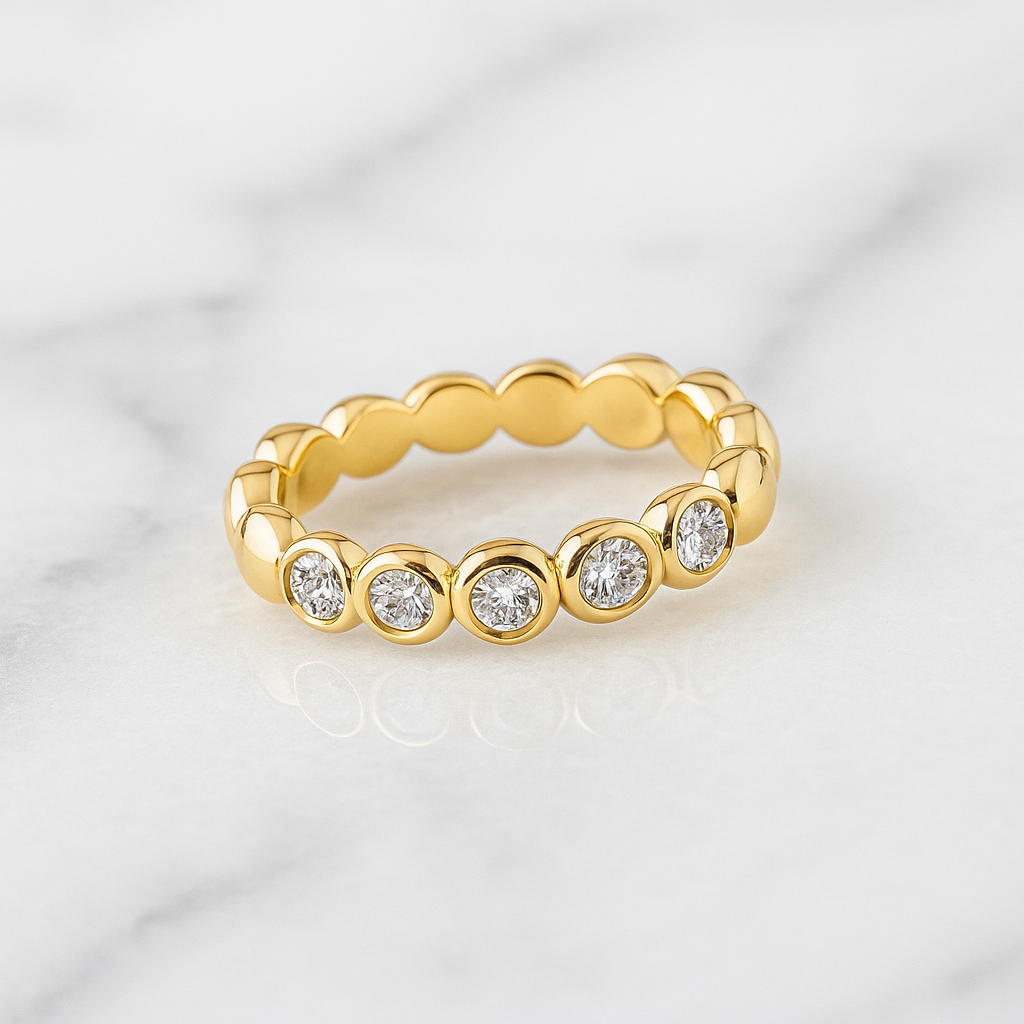 Bezel Set Diamond Eternity Band | Lab Grown | 14K Gold Anniversary Ring